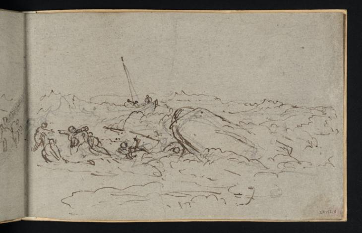 Joseph Mallord William Turner, ‘A Capsized Boat and Crew with other Figures among Breakers, and Another Boat Beyond’ c.1801-2