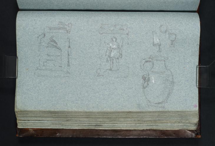 Joseph Mallord William Turner, ‘Studies of a Classical Altar, a Ewer, a Ring, a Goblet, and ?a Horn Cup’ c.1799-1802