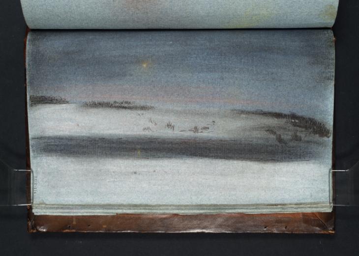 Joseph Mallord William Turner, ‘A Snowy Hillside Seen beyond a River or Lake: Twilight’ c.1799-1802