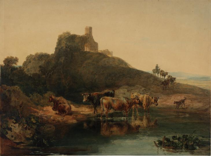 Joseph Mallord William Turner, ‘A Ruin by Water, with Cattle’ c.1798-9