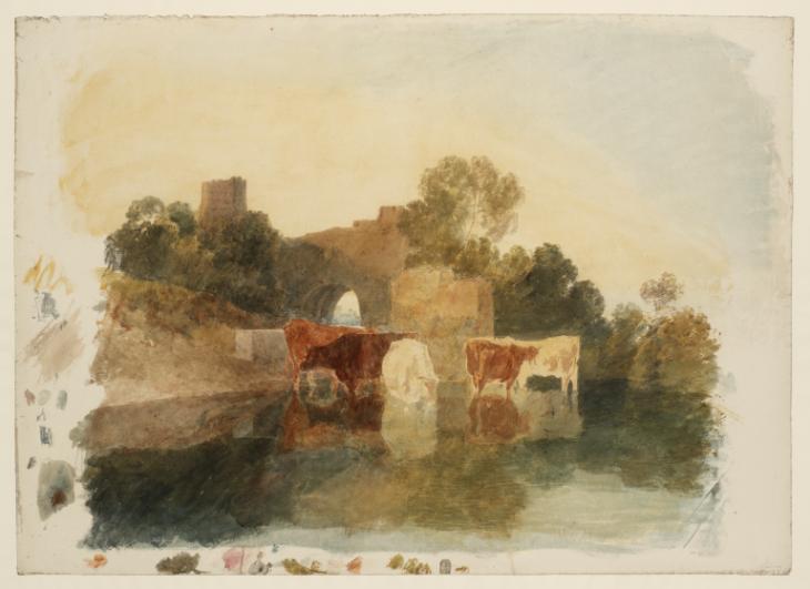 Joseph Mallord William Turner, ‘Cattle in a Stream, with Ruins on the Bank’ c.1800