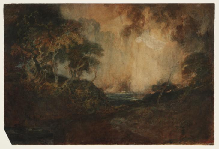 Joseph Mallord William Turner, ‘A River among Wild Rocks and Woods, with a Distant Valley’ c.1799-1800