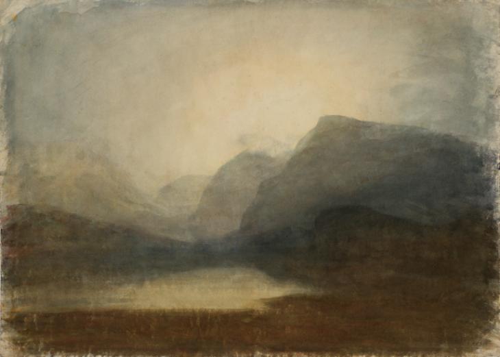 Joseph Mallord William Turner, ‘View across Llanberis Lake towards Snowdon’ c.1799-1800