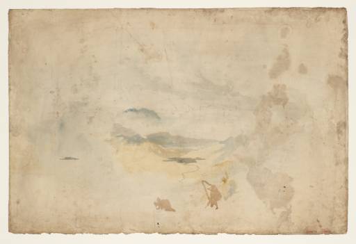 Joseph Mallord William Turner, ‘A Bard Playing a Harp, with Other Figures in a Mountainous Landscape with a River and Lake in a Distant Valley’ c.1799-1800