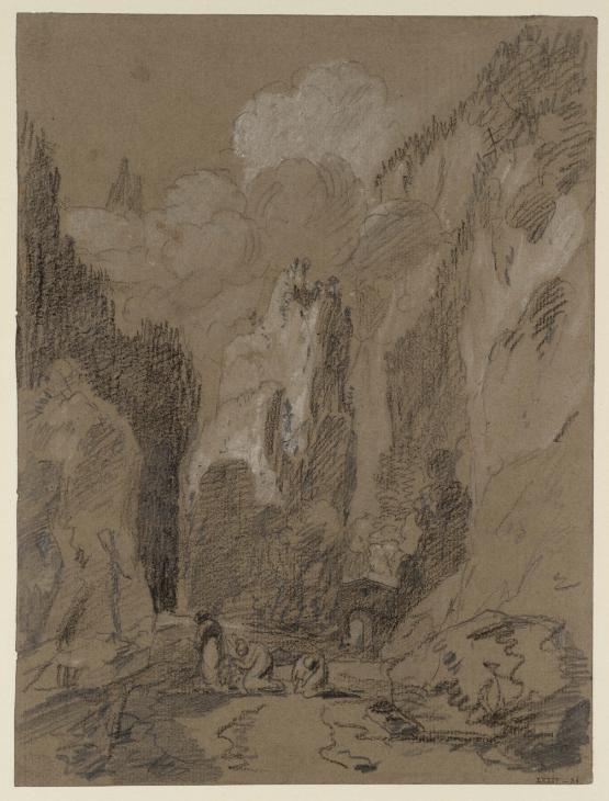 Joseph Mallord William Turner, ‘The Pic de l'Oeillette, Gorges du Guiers Mort, Chartreuse; Pilgrims Praying at a Wayside Shrine’ 1802