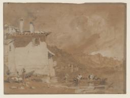 The Lake of Geneva and the Château de Tour-de-Peilz from Vevey, Joseph Mallord William Turner, 1802, Graphite, chalk and gouache on paper
