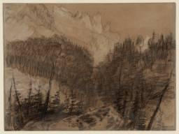The Lower Glacier, Grindelwald, with the Eiger, Joseph Mallord William Turner, 1802, Chalk, gouache and graphite on paper