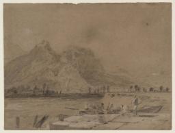 Near Grenoble: Mont Rachais and Mont St Eynard from the River Drac, Joseph Mallord William Turner, 1802, Chalk, gouache and graphite on paper