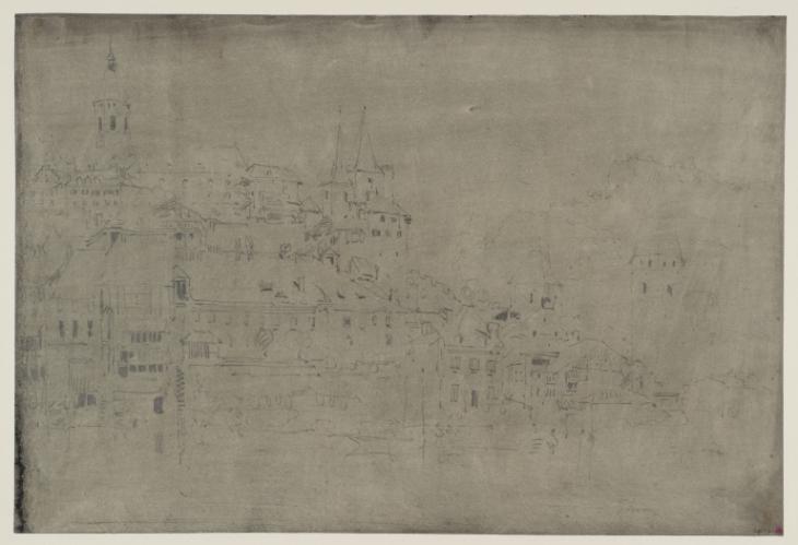 Joseph Mallord William Turner, ‘Thun: the Protestant Church and Castle from the Bank of the River Aare’ 1802
