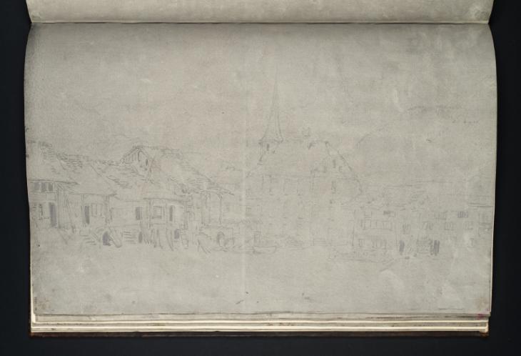 Joseph Mallord William Turner, ‘Unterseen; the Village Square, Rathaus and Church, the Jungfrau in the Distance’ 1802