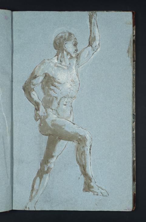 Joseph Mallord William Turner, ‘A Standing Male Nude with Left Arm and Right Leg Raised’ c.1799-1805