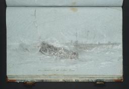 Study of a Boat Full of People in a Rough Sea; Shipping Beyond, Joseph Mallord William Turner, c.1799–1805, Chalk on paper