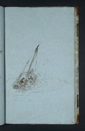 Study of a Boat Riding a Wave, with a Figure on the Beach, Joseph Mallord William Turner, c.1799–1805, Chalk on paper