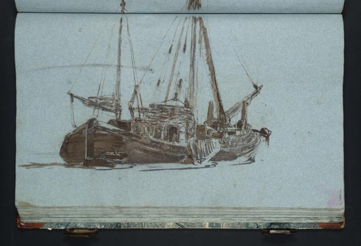 Joseph Mallord William Turner, ‘A Fishing Boat, Seen in Three-Quarters Rear View with Furled Sails’ c.1799-1805
