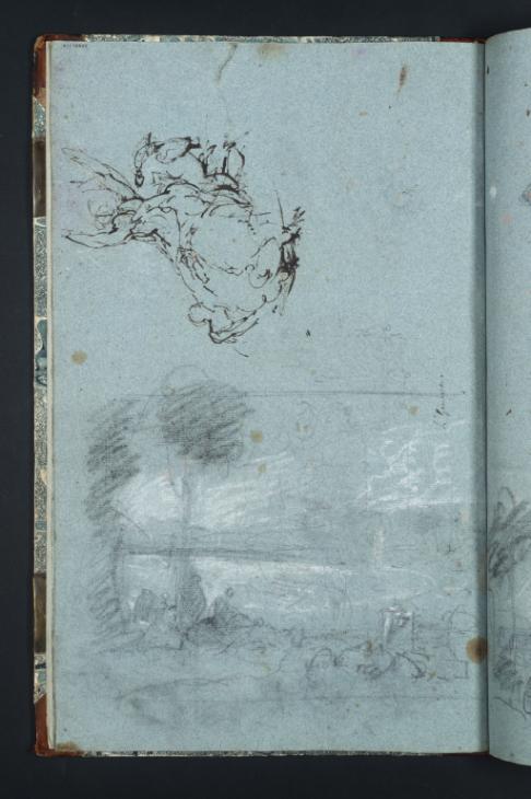 Joseph Mallord William Turner, ‘Composition study for 'Lake of Geneva with Mont Blanc from the Lake'; a Group of Figures’ c.1799-1805