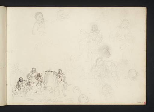 Joseph Mallord William Turner, ‘Groups of Figures around a Barrel of Ale, with Various Other Figures’ c.1807-10