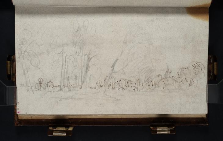 Joseph Mallord William Turner, ‘Kew Palace and Bridge Seen through Trees, from the Middlesex Bank of the Thames near the Entrance to the Grand Union Canal’ 1805