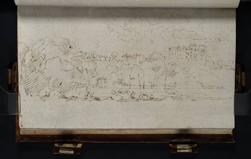 Joseph Mallord William Turner, ‘Richmond Hill from the Thames: The Wick and Wick House in the Centre, Richmond Terrace at Left and the Star and Garter at Right’ 1805