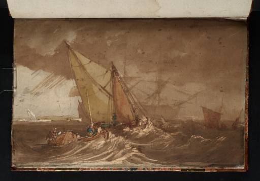Joseph Mallord William Turner, ‘A Cutter, Fishing Boats and a Guardship in the Thames Estuary’ c.1805-6