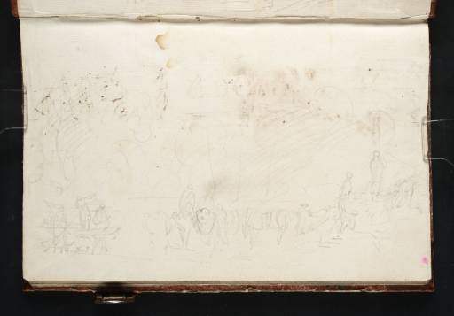 Joseph Mallord William Turner, ‘Men with Horses, Two Women to the Right, Figures in a Punt to the Left: Related to 'Men with Horses Crossing a River'’ 1805