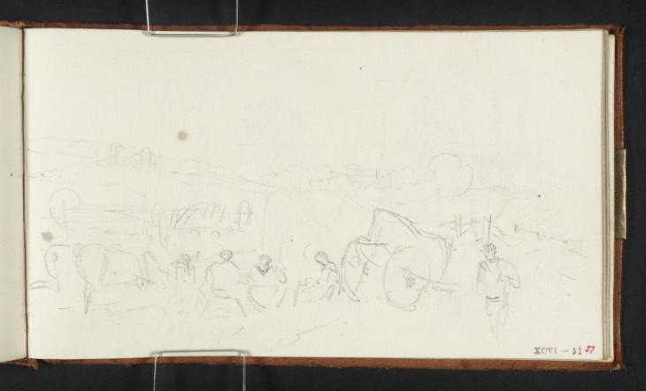 Joseph Mallord William Turner, ‘Landscape, with Figures Seated, Horse and Wagon’ c.1807