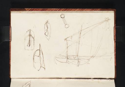 Joseph Mallord William Turner, ‘Diagrams of a Small Shallow-Draughted, Broad-Beamed Boat with Lateen Rig’ 1805