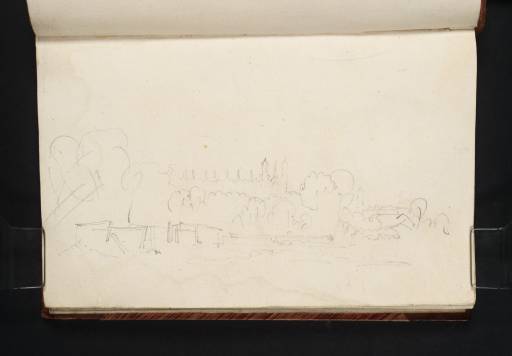 Joseph Mallord William Turner, ‘Eton College Chapel from Romney Lock Island with the Old Weir to the Left’ 1805