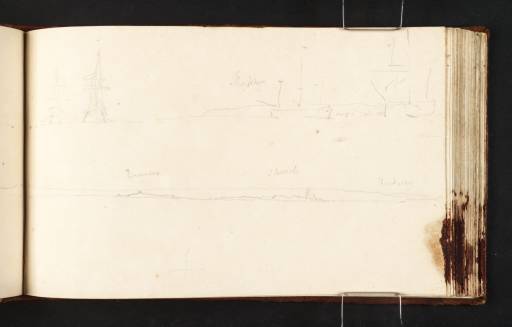 Joseph Mallord William Turner, ‘Two Views of the Coast: Sheppey; and Queenborough, Sheerness and the River Medway’ c.1805-9
