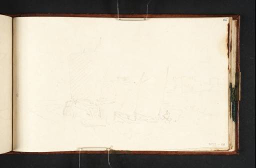 Joseph Mallord William Turner, ‘Barge and Fishing Boats, with Chalk Cliffs and Town in Distance: ?Margate’ c.1805-9