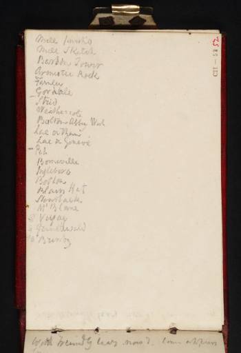Joseph Mallord William Turner, ‘List of Works for Walter Fawkes (Inscription by Turner)’ c.1810