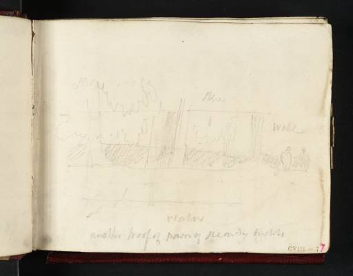 Joseph Mallord William Turner, ‘Tree Trunks and a Wall, with their Reflections in Water’ c.1809