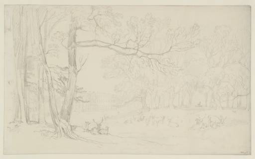 Joseph Mallord William Turner, ‘Petworth House from Lawn Hill, with Deer’ 1809