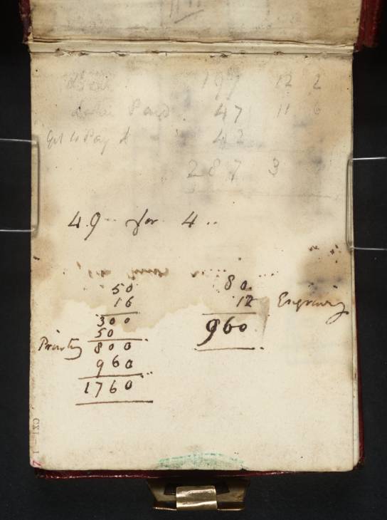 Joseph Mallord William Turner, ‘Accounts with James Lahee &c (Inscriptions by Turner)’ c.1809-14