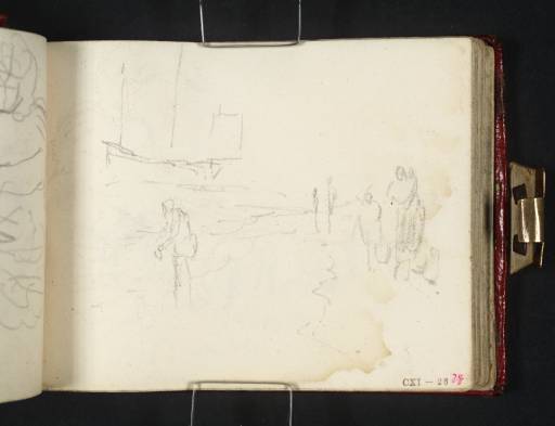 Joseph Mallord William Turner, ‘?Hastings; Figures on the Beach, a Lugger offshore’ c.1810