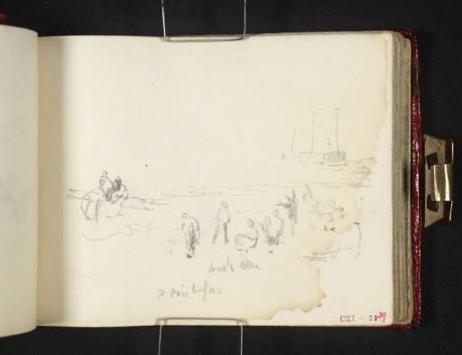 Joseph Mallord William Turner, ‘?Hastings; Figures on the Beach, Boats offshore’ c.1810