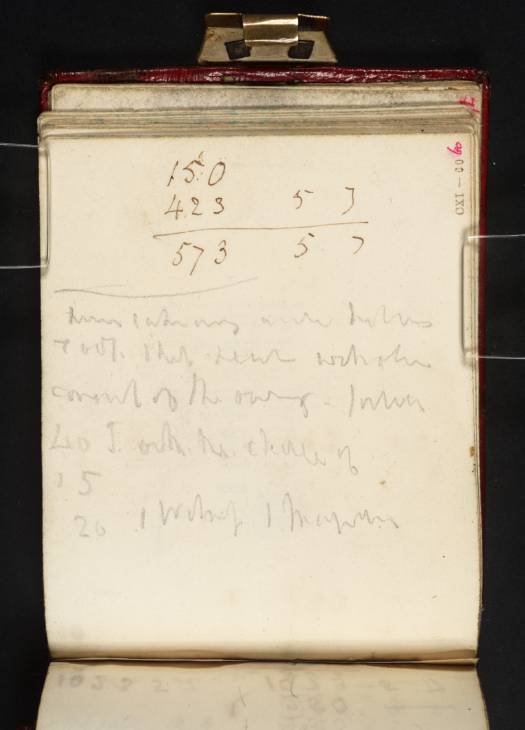 Joseph Mallord William Turner, ‘Accounts (Inscriptions by Turner)’ c.1810