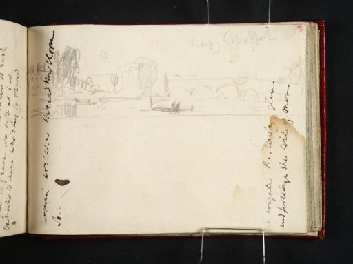 Joseph Mallord William Turner, ‘River Scene, with Bridge and Boats, and Verses (Inscriptions by Turner)’ 1809