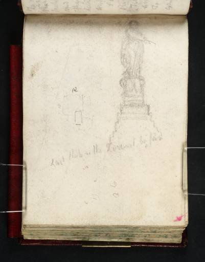 Joseph Mallord William Turner, ‘The Statue of George I on the Steeple of St George's Church, Bloomsbury, London; ?a Ground Plan or Map’ c.1808-11