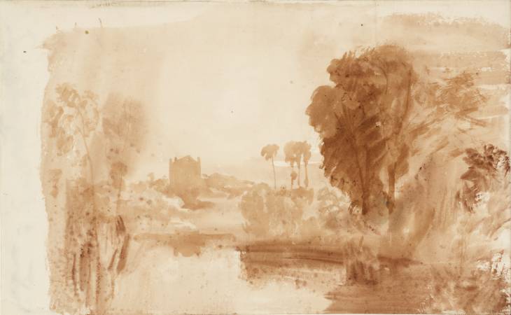 Joseph Mallord William Turner, ‘A Stream or Pond with a House on its Distant Bank’ c.1807-19