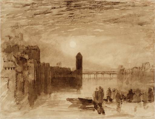 Joseph Mallord William Turner, ‘Lucerne: Moonrise over the Kapellbrücke’ c.1807-19