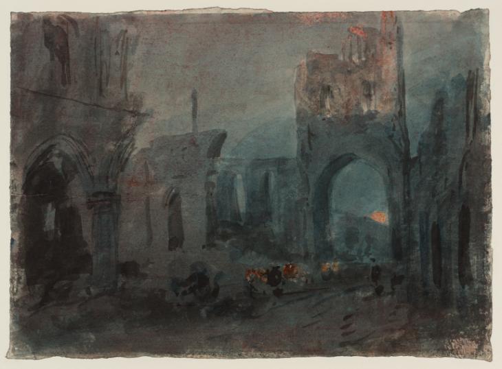 Joseph Mallord William Turner, ‘The Ruins of Kirkstall Abbey at Night’ c.1799