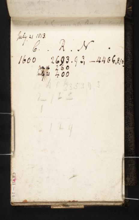 Joseph Mallord William Turner, ‘Inscriptions by Turner: Accounts’ c.1813