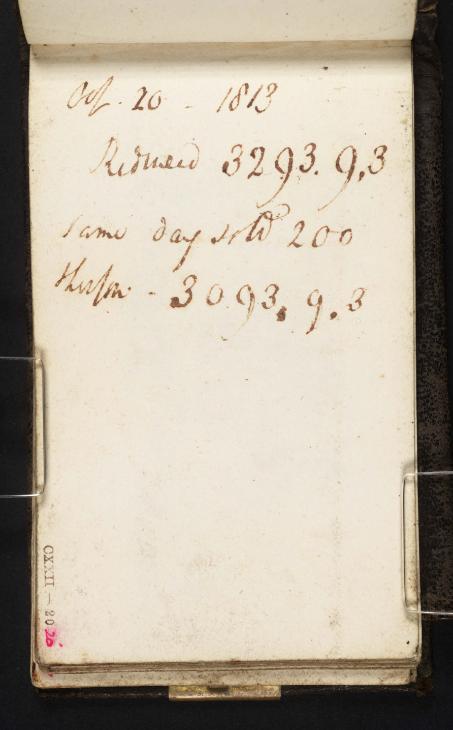 Joseph Mallord William Turner, ‘Inscription by Turner: Accounts’ c.1813
