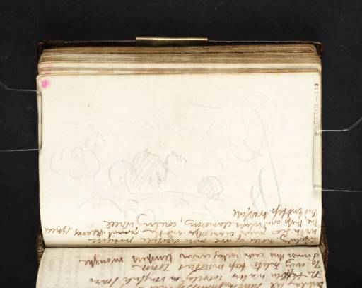 Joseph Mallord William Turner, ‘Inscription by Turner: Draft of Poetry; with a Sketch of a Hilly, Wooded Landscape’ 1811