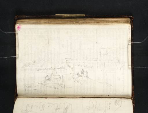 Joseph Mallord William Turner, ‘A Quay with a Sailing Boat and a Hulk on a River or Estuary, Perhaps the Hamoaze’ 1811