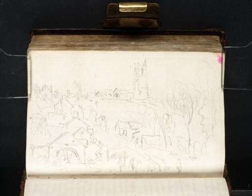 Joseph Mallord William Turner, ‘A West Country Church on a Hill above a Village and Watermill’ 1811