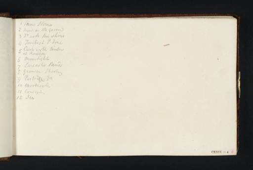 Joseph Mallord William Turner, ‘List of Proposed Pictures (Inscription by Turner)’ c.1812-13
