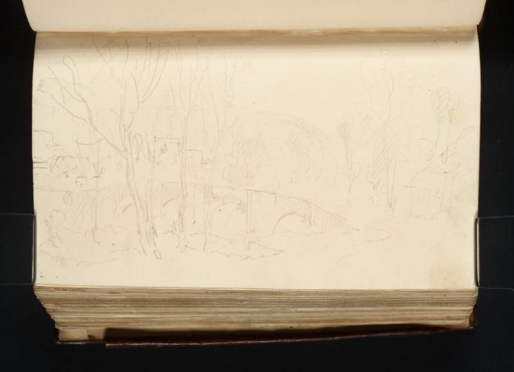Joseph Mallord William Turner, ‘A Bridge in a Wooded Valley with Buildings Beyond, Probably in South-West Devon’ 1813