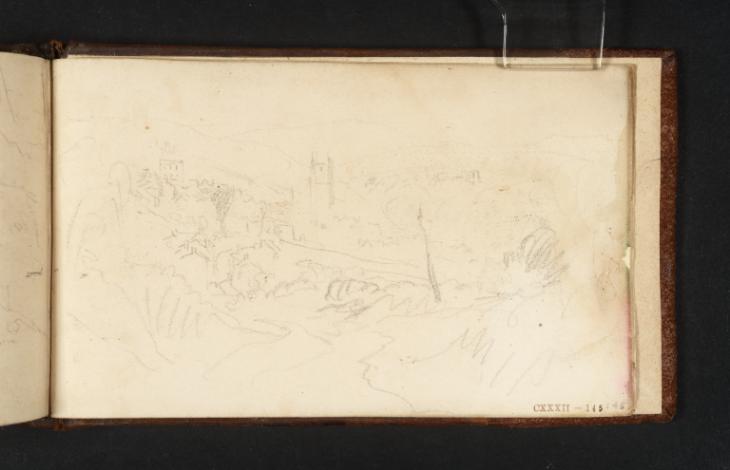 Joseph Mallord William Turner, ‘A River Valley with Houses and a Church Tower Beyond, Probably in South Devon’ 1814