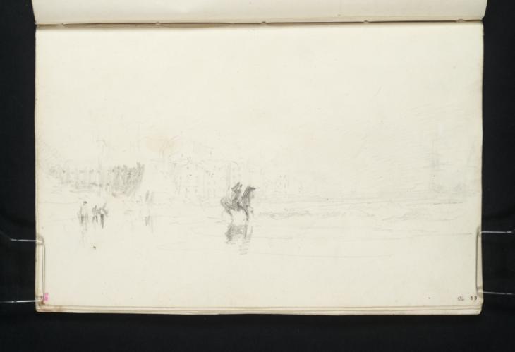 Joseph Mallord William Turner, ‘In the ?South Bay, Scarborough: A Man Riding a Dark Horse into Low Waves on Wet Sands’ c.1816-18